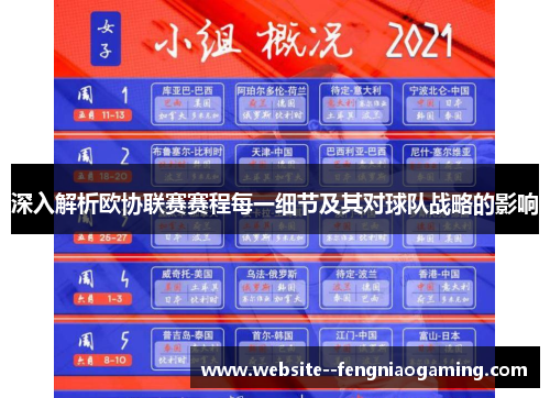 深入解析欧协联赛赛程每一细节及其对球队战略的影响